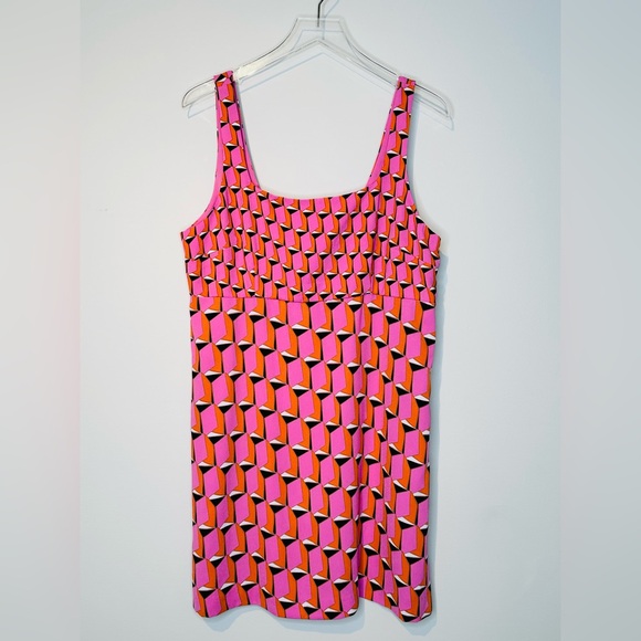 Diane Von Furstenberg Target Modern Geo Pink Print Shift Mini Dress Size 16 - Picture 11 of 12